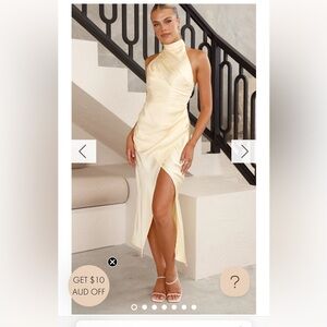 yellow satin dress